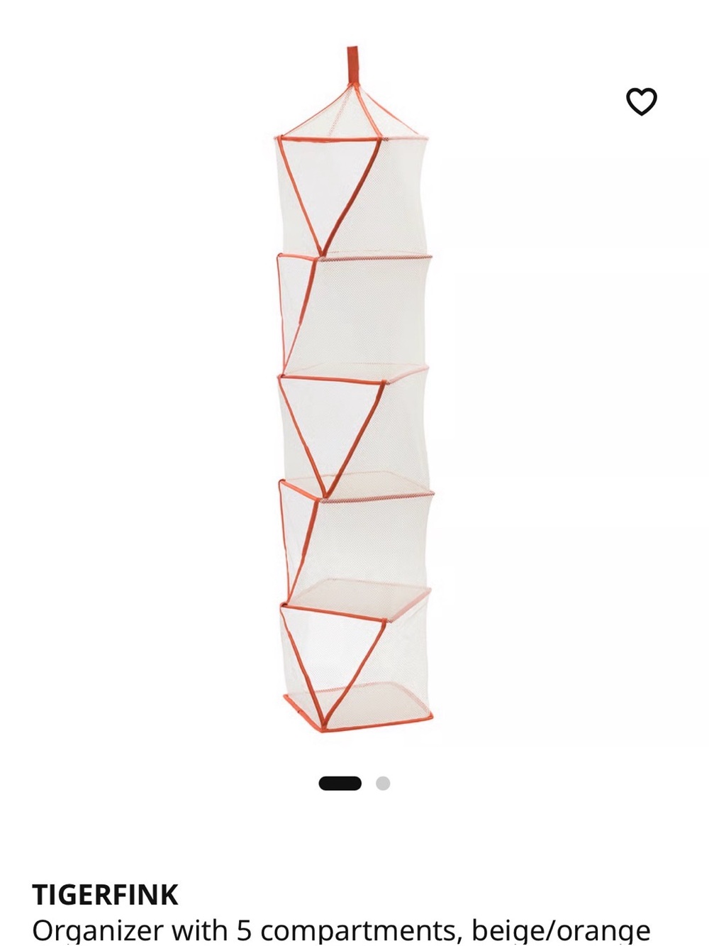 IKEA Tigerfink Hanging Organizer - 5 Compartment - NWT